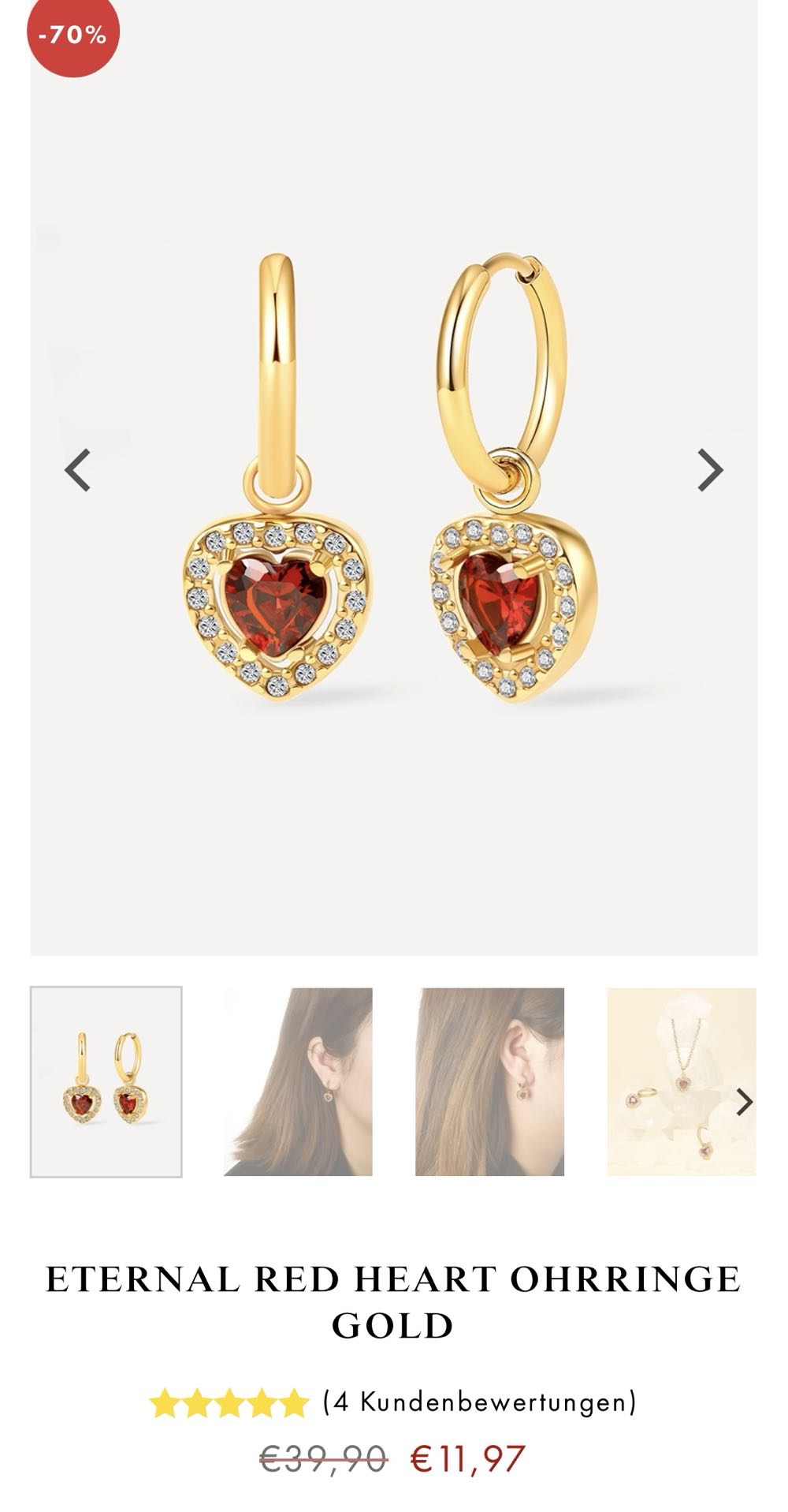 Eternal Red Heart Ohrringe