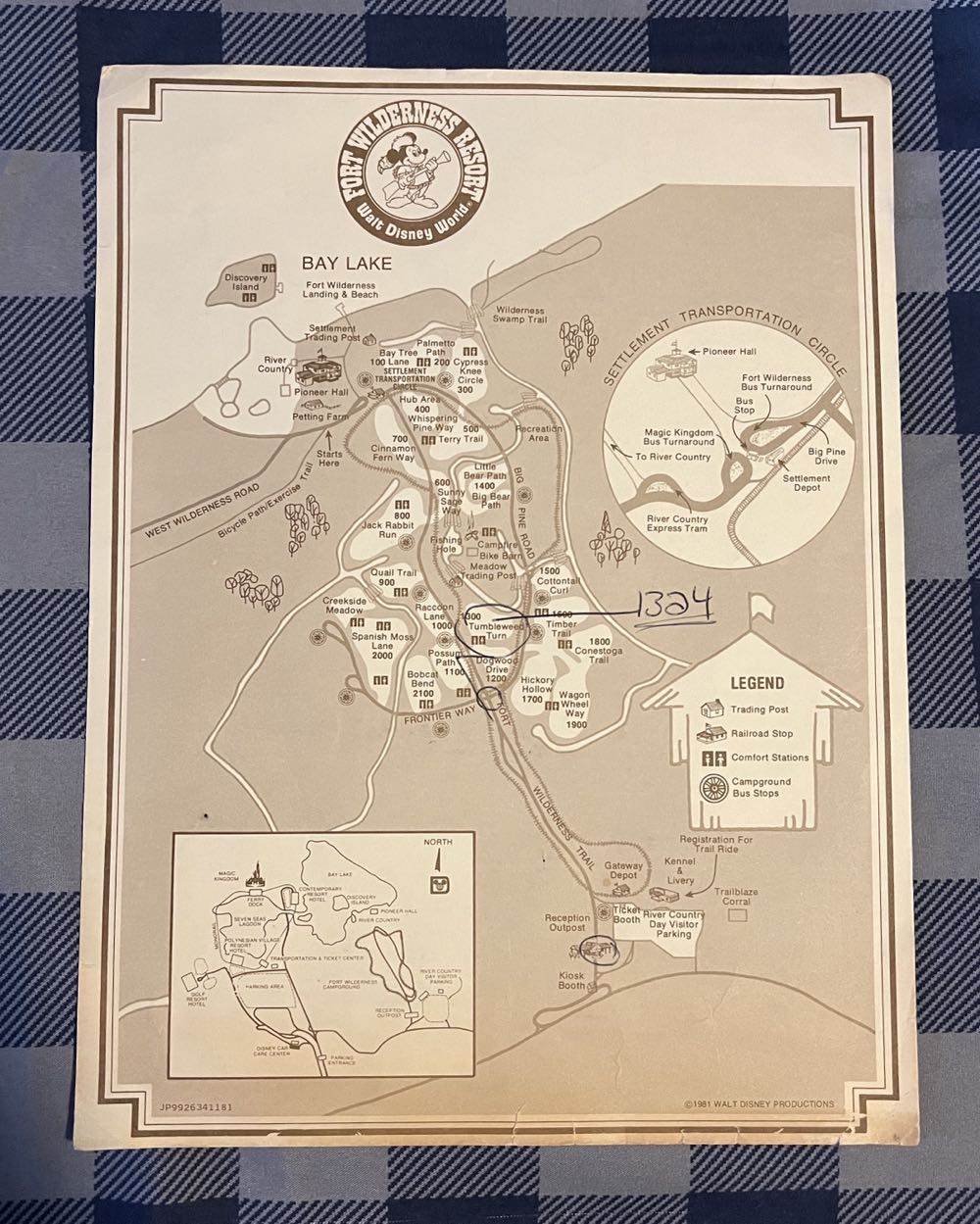 Fort Wilderness Resort Map Brochure, 1981