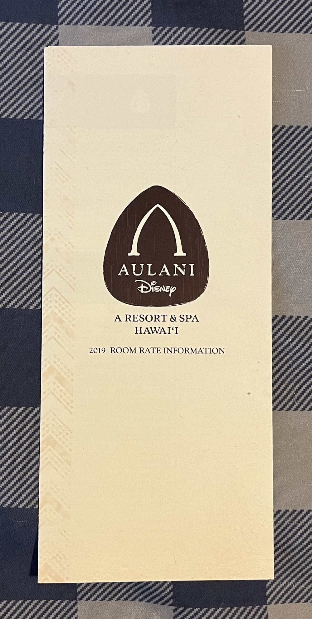 Aulani Resort Room Rate Information Brochure, 2019