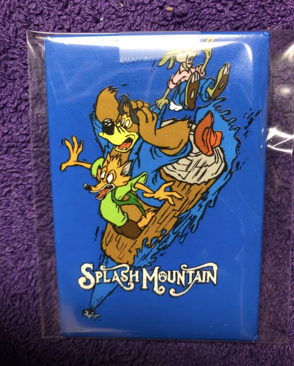 Splash Mountain Blue Rectangular Button