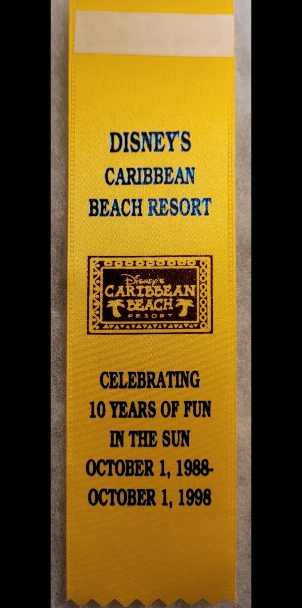 Caribbean Beach Resort 10 Year Anniversary Cast Member Nametag Ribbon