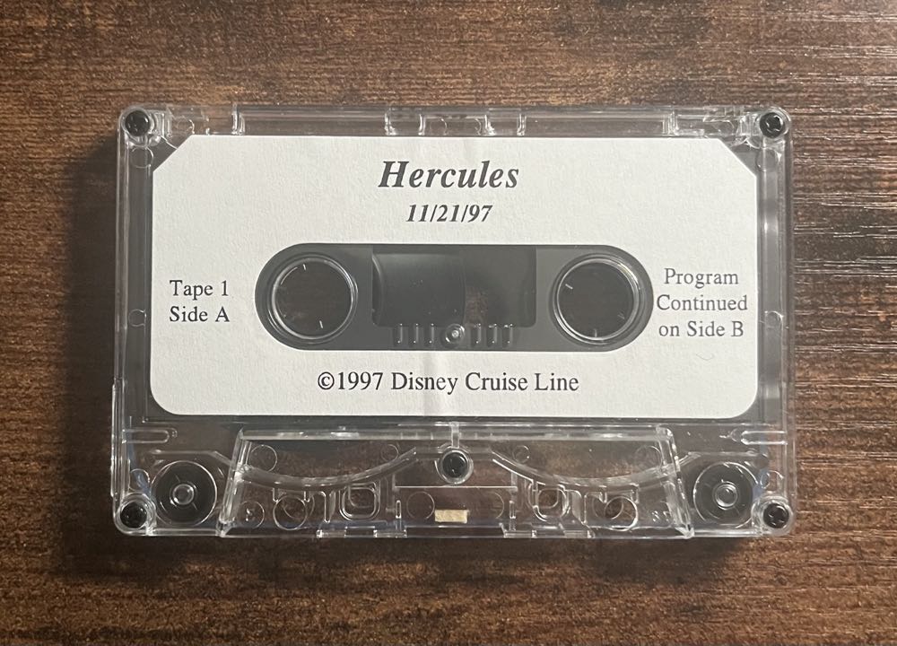Disney Cruise Line Hercules The Muse-ical 11/21/1997 Master Show Audio Tape Prop