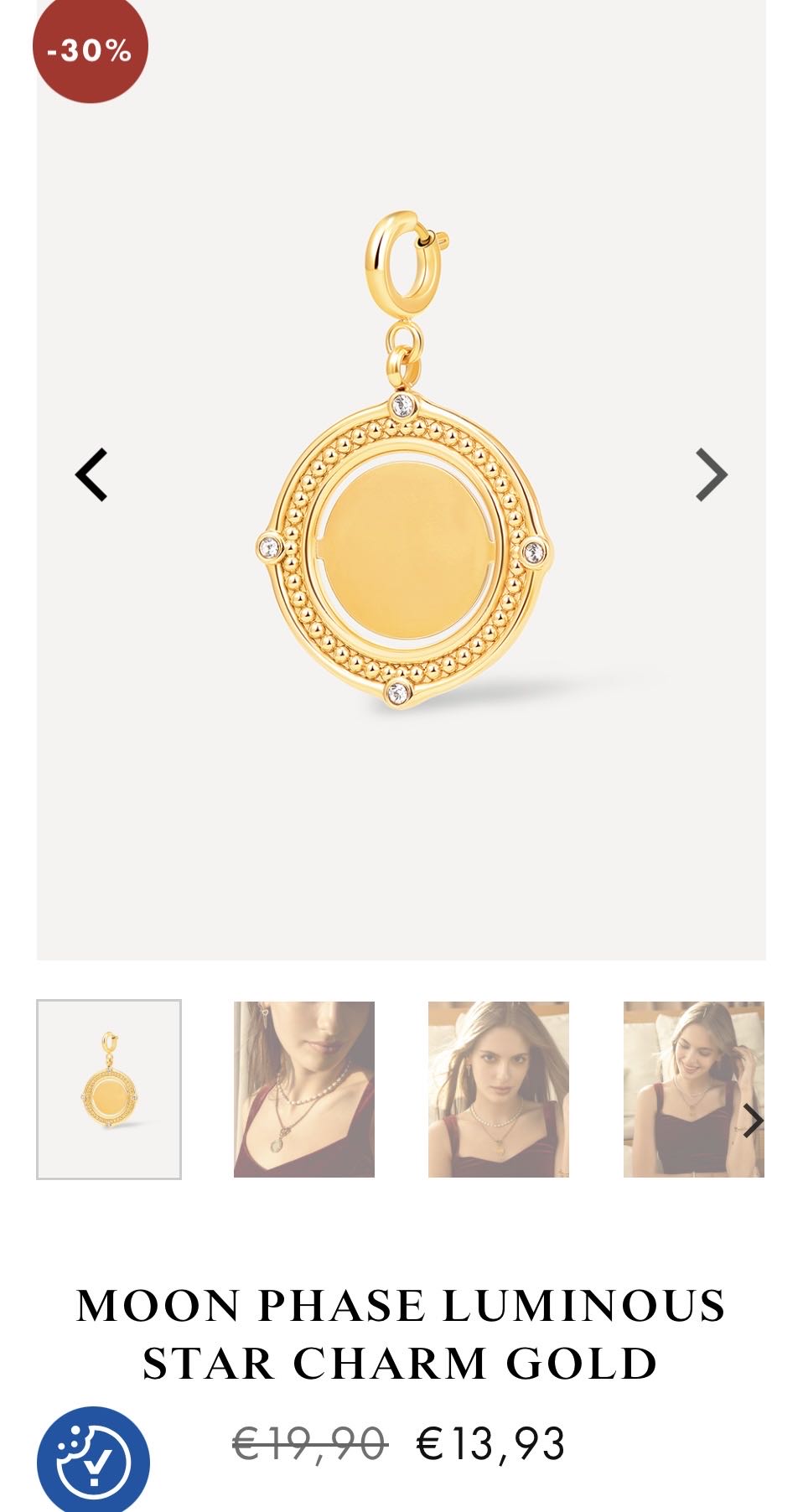 Moon Phase Luminous Star Charm