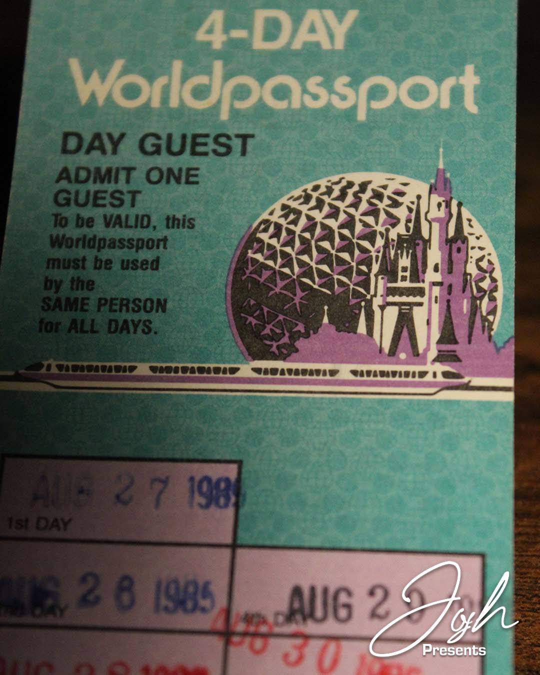 Walt Disney World 4-Day Worldpassport Ticket (Purple, 1985)