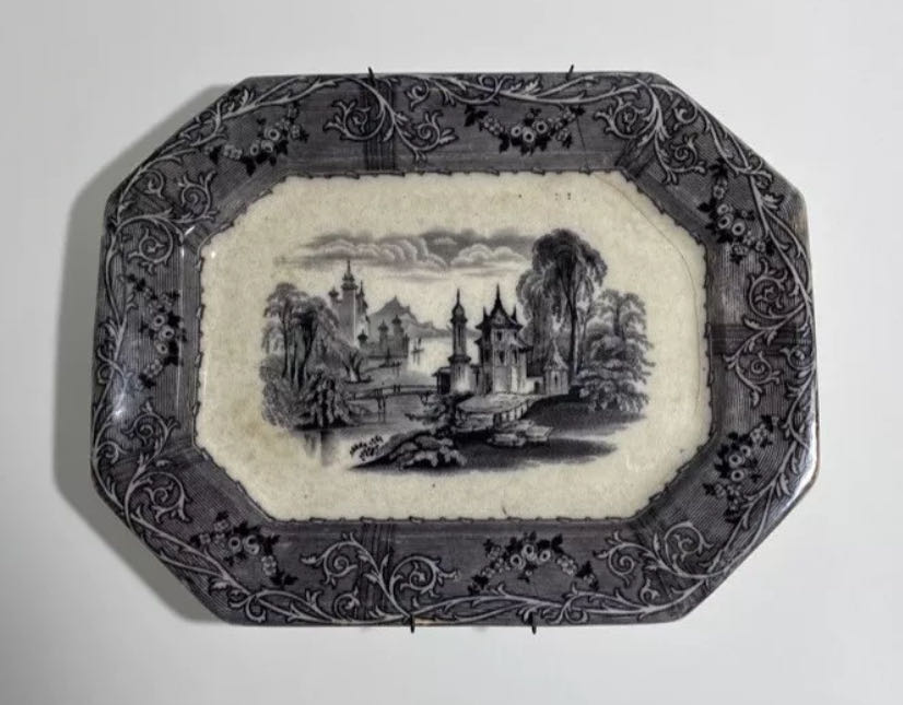 1850’s TJ & J. Mayer “Black Mulberry/Rhone Scenery” Transferware Platter