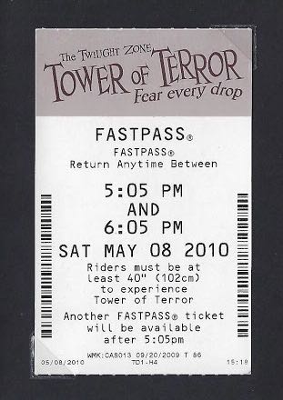 The Twilight Zone Tower Of Terror Fastpass (2010)