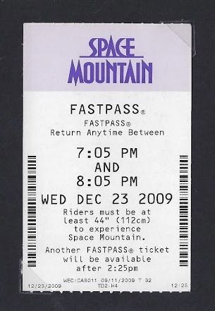 Space Mountain Fastpass (2009)