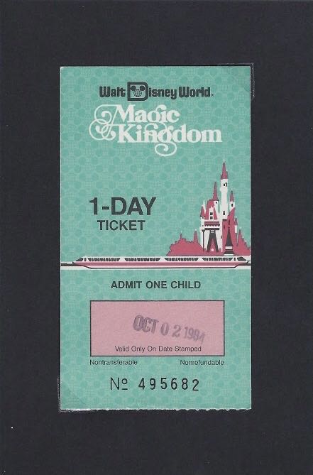 Magic Kingdom 1-Day Ticket (Red, 1980’s)