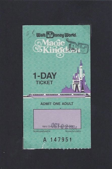 Magic Kingdom 1-Day Ticket (Purple, 1980’s)