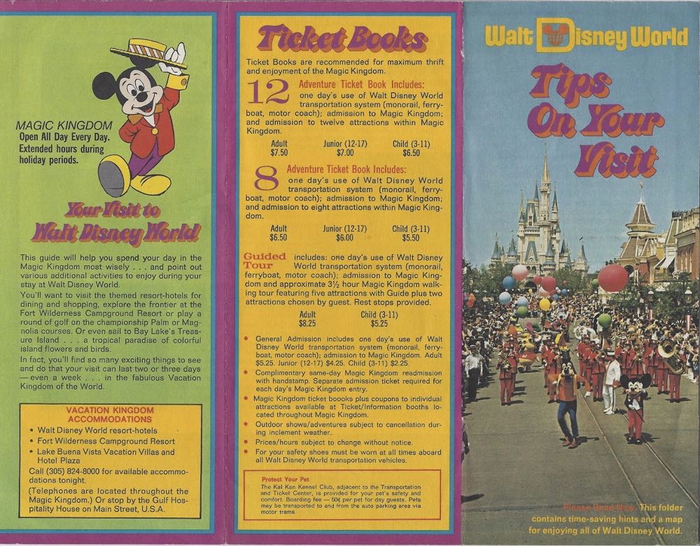 WDW Tips On Your Visit Brochure (1970’s)