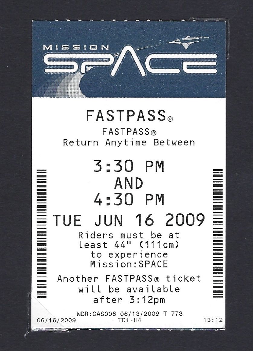 Mission: SPACE Fastpass (2009)
