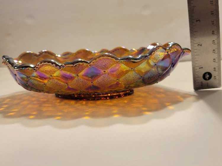 Pansy Ruffled Pickle Dish  Imperial Carnival Glass  collectible - Main Image 2