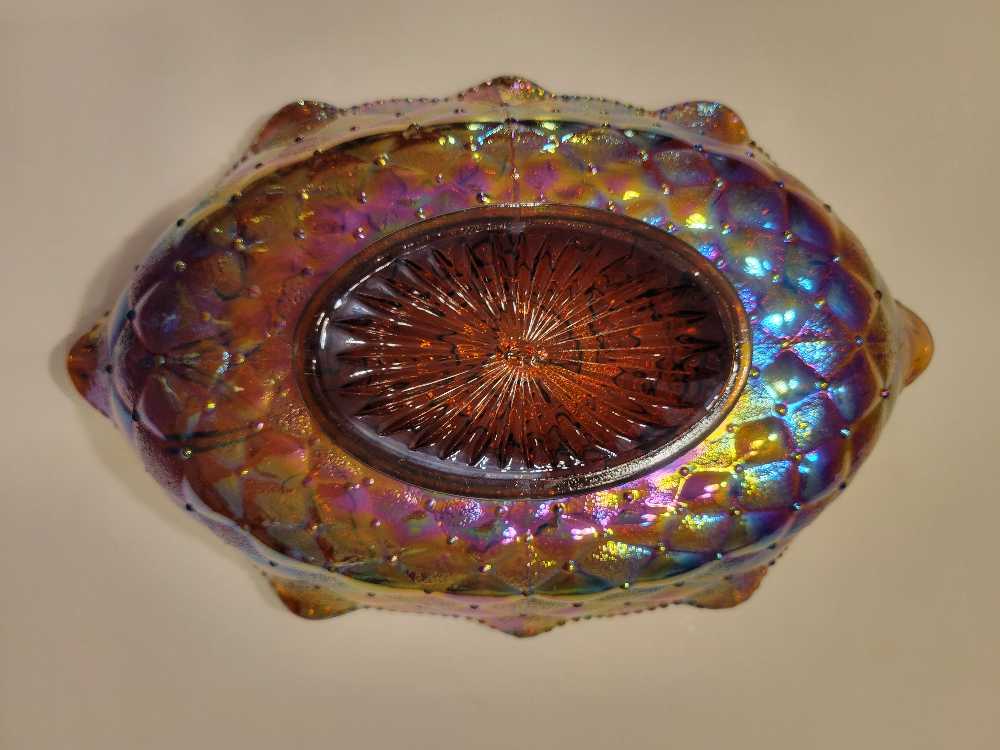 Pansy Ruffled Pickle Dish  Imperial Carnival Glass  collectible - Main Image 3