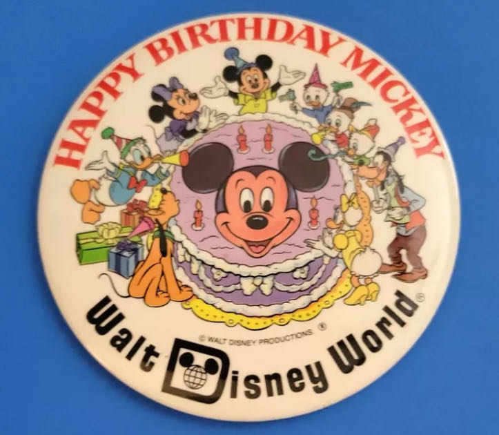 Walt Disney World Vintage Happy Birthday Mickey Button