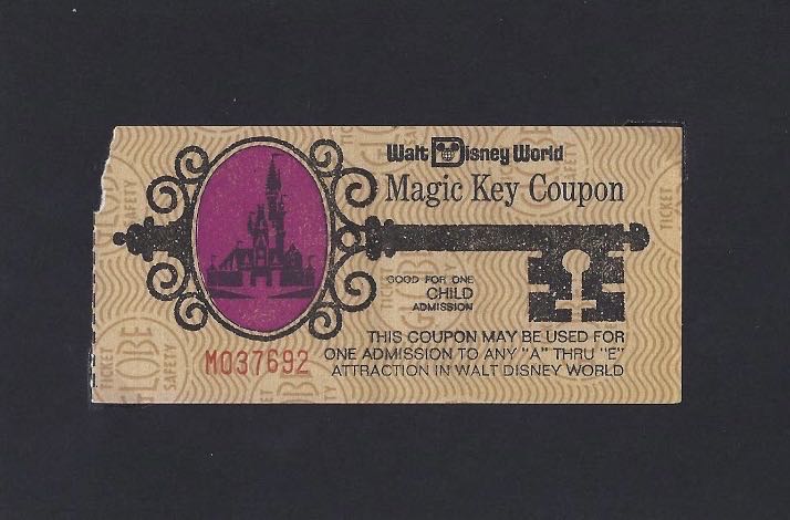 Magic Kingdom Magic Key Child Coupon (1970’s)