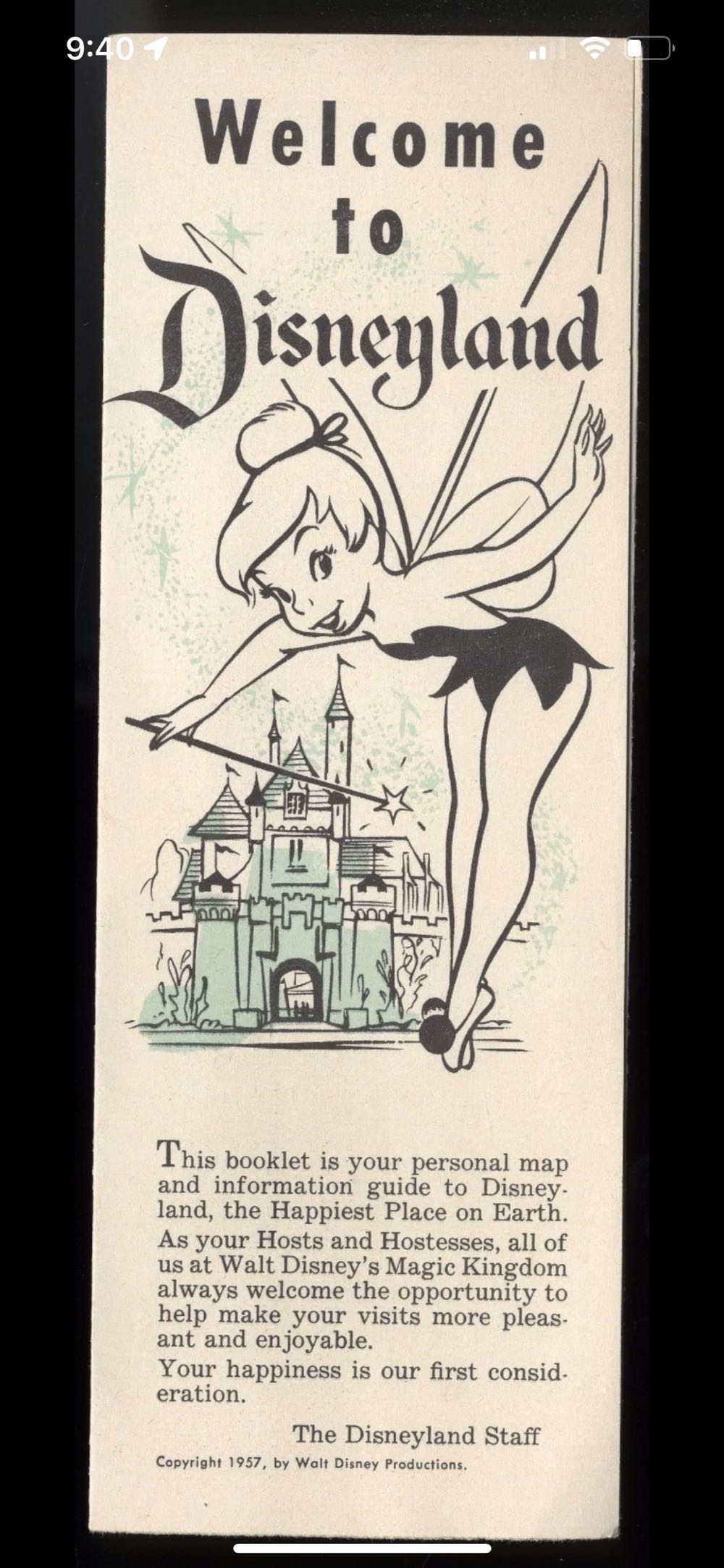 Disneyland Map Brochure Vintage 1957
