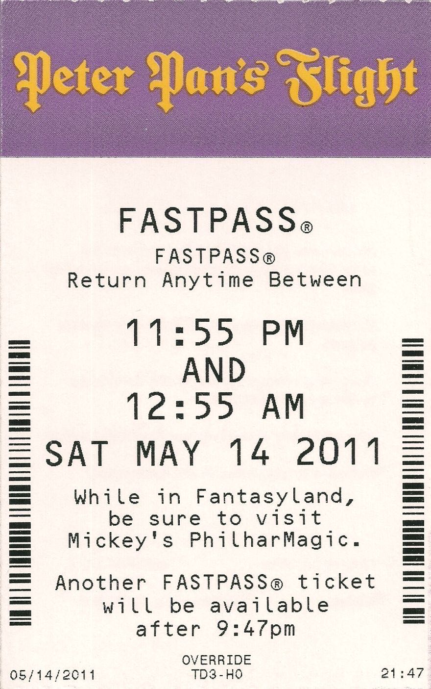 Peter Pan’s Flight Fastpass (2011)