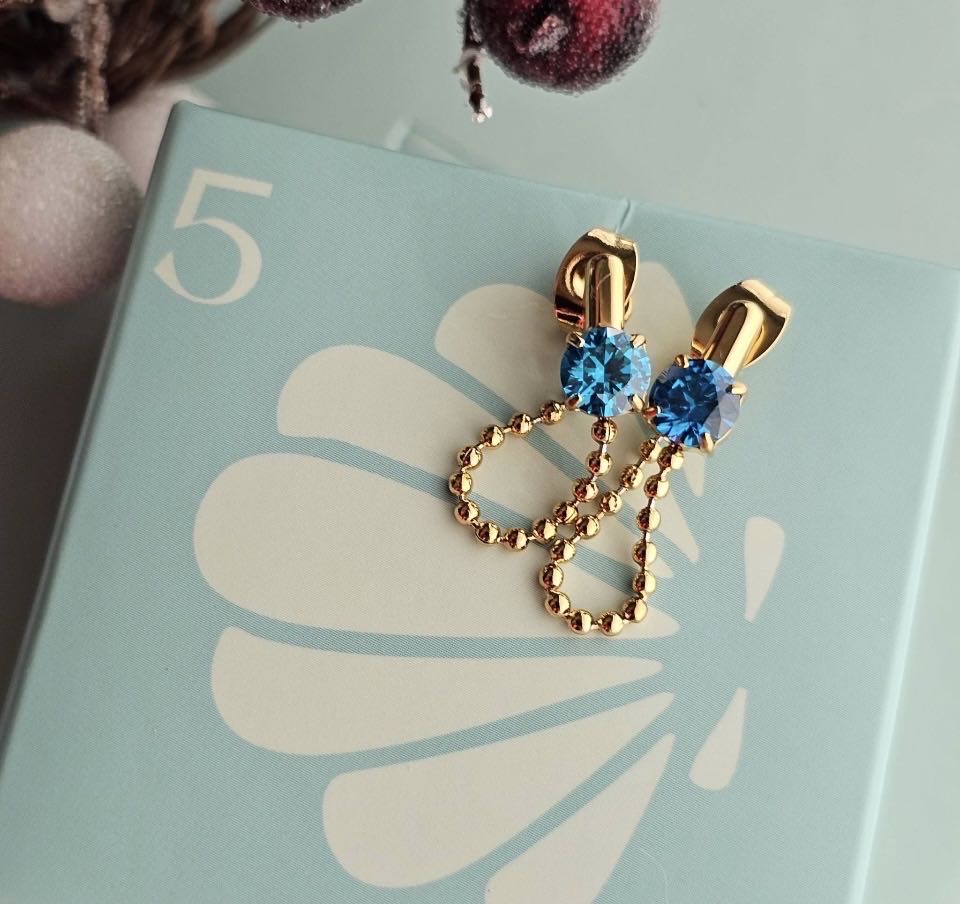 AK25 Blauer Stein Ohrstecker