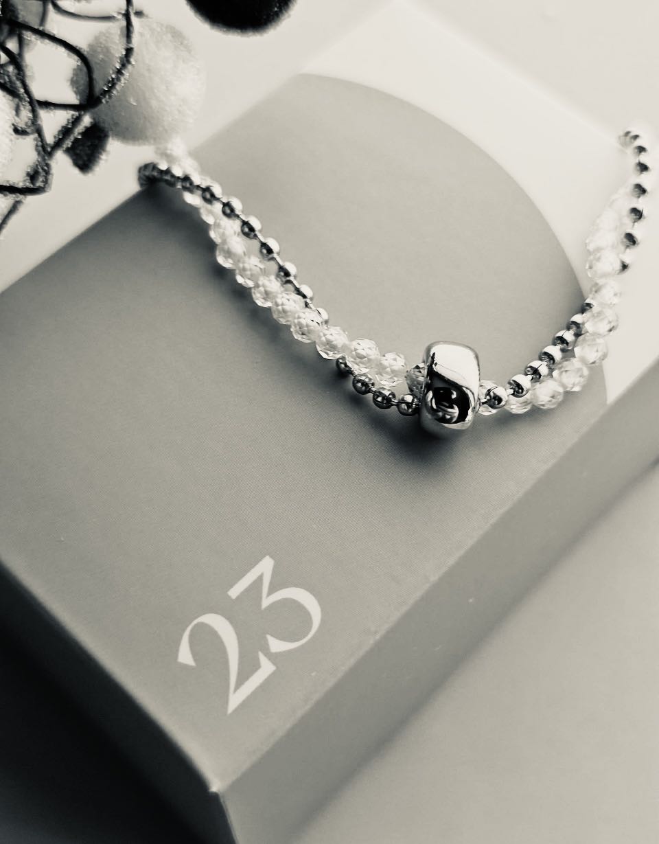 AK25 Perlen/Silber Doppelkette