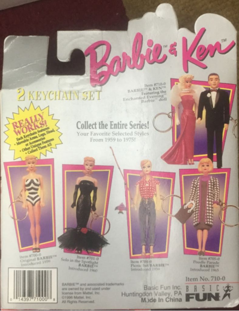1959 Solo In The Spotlight Barbie & Ken Doll Keychains - Keychain doll collectible [Barcode 014397710008] - Main Image 2