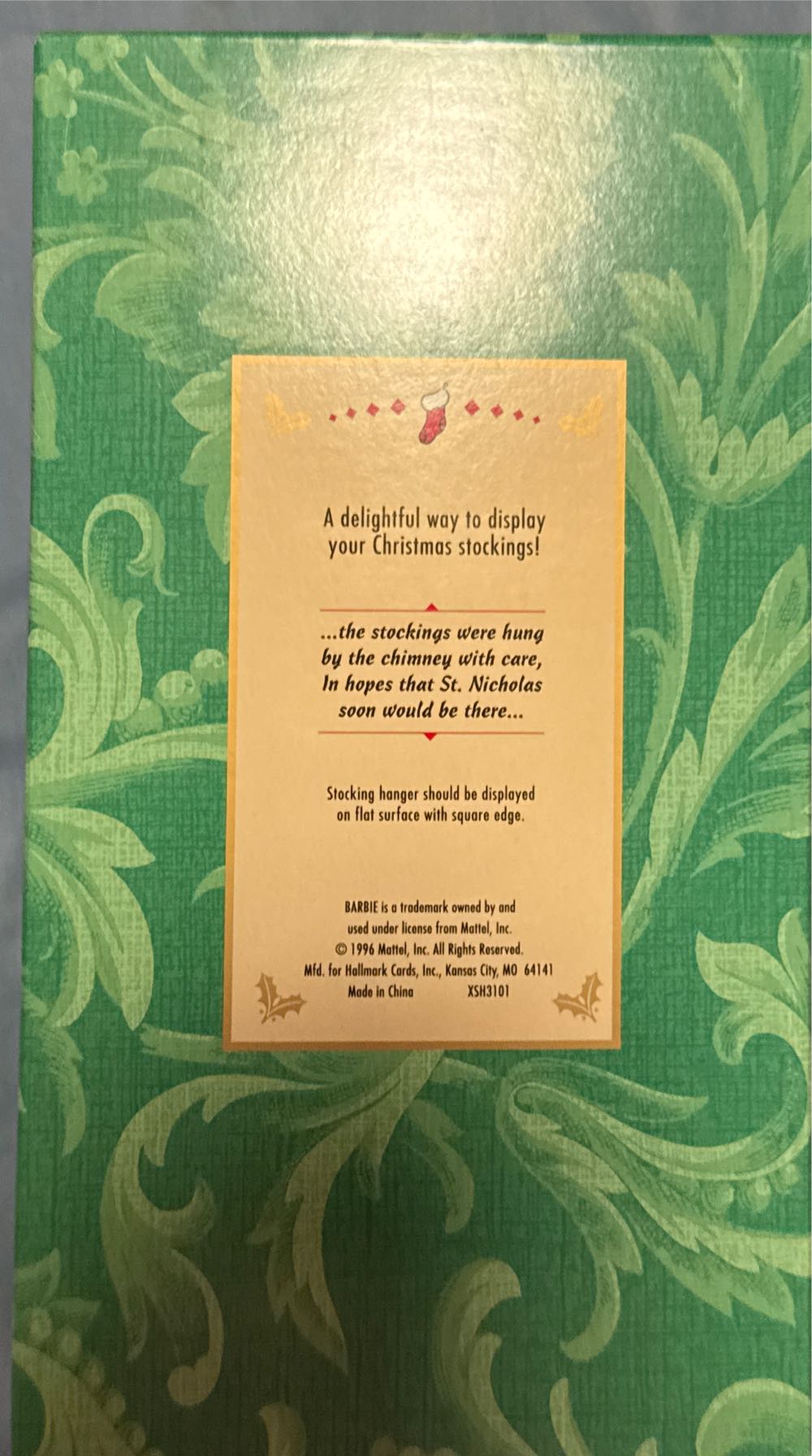 1995 Barbie Stocking Holder - Happy Holidays Series doll collectible [Barcode 015012390087] - Main Image 3