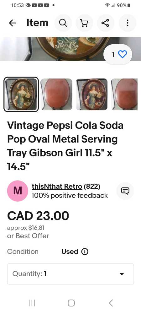Pepsi-Cola Metal Tray Oval Gibson Girl Vintage  - Pepsi vinyl figure collectible - Main Image 2