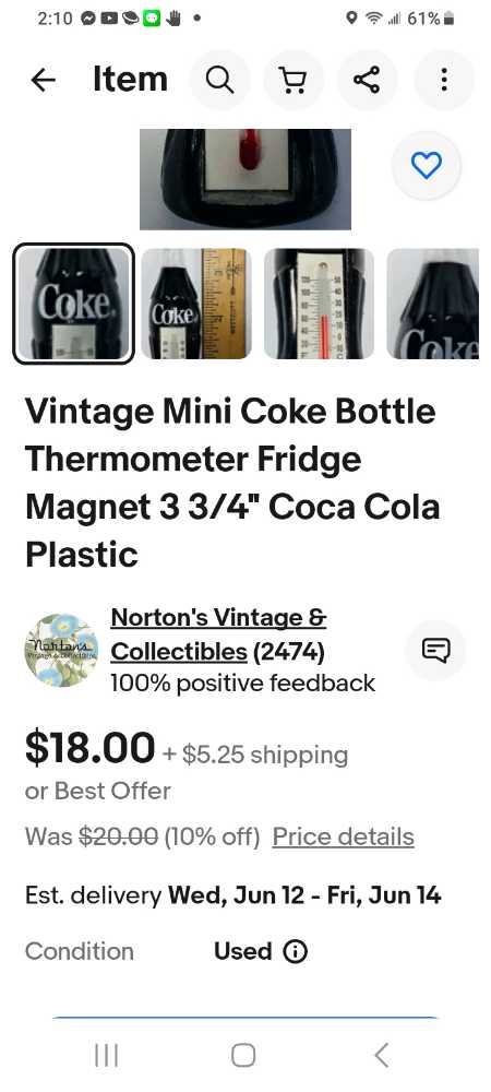 Coca-Cola Magnets Thermometer Mini Coke Bottle 1997 - Coca-Cola vinyl figure collectible - Main Image 3