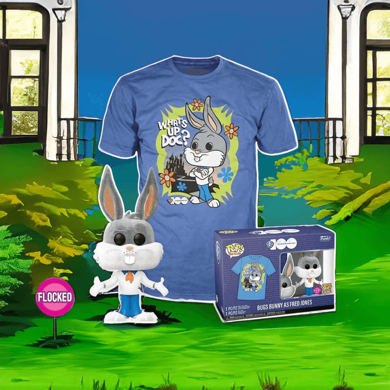 Flocked Bugs Bunny As Fred Jones  POP! And Tee - Looney Tunes vinyl figure collectible - Main Image 3