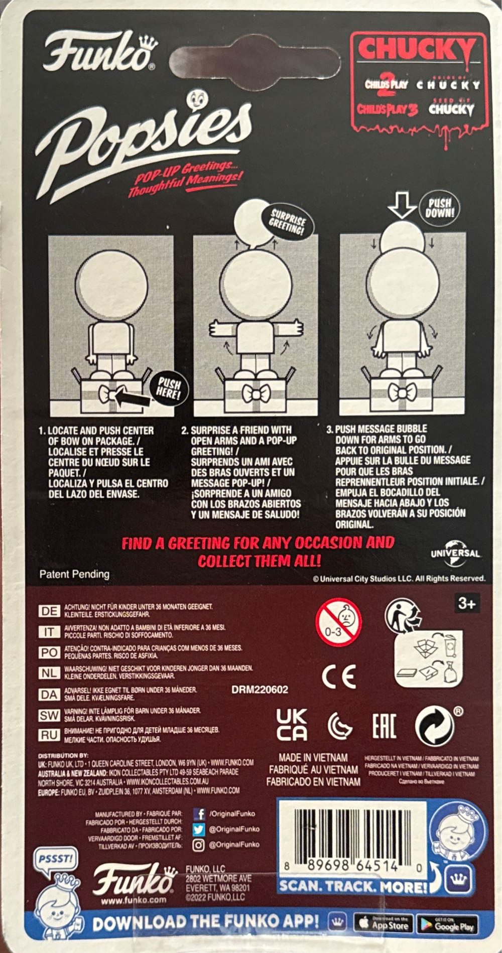 Funko Popsies: Chucky Press Button For Pop Up Message Horror Exclusive First To Market Ftm Popsies Play  vinyl figure collectible [Barcode 889698645140] - Main Image 3