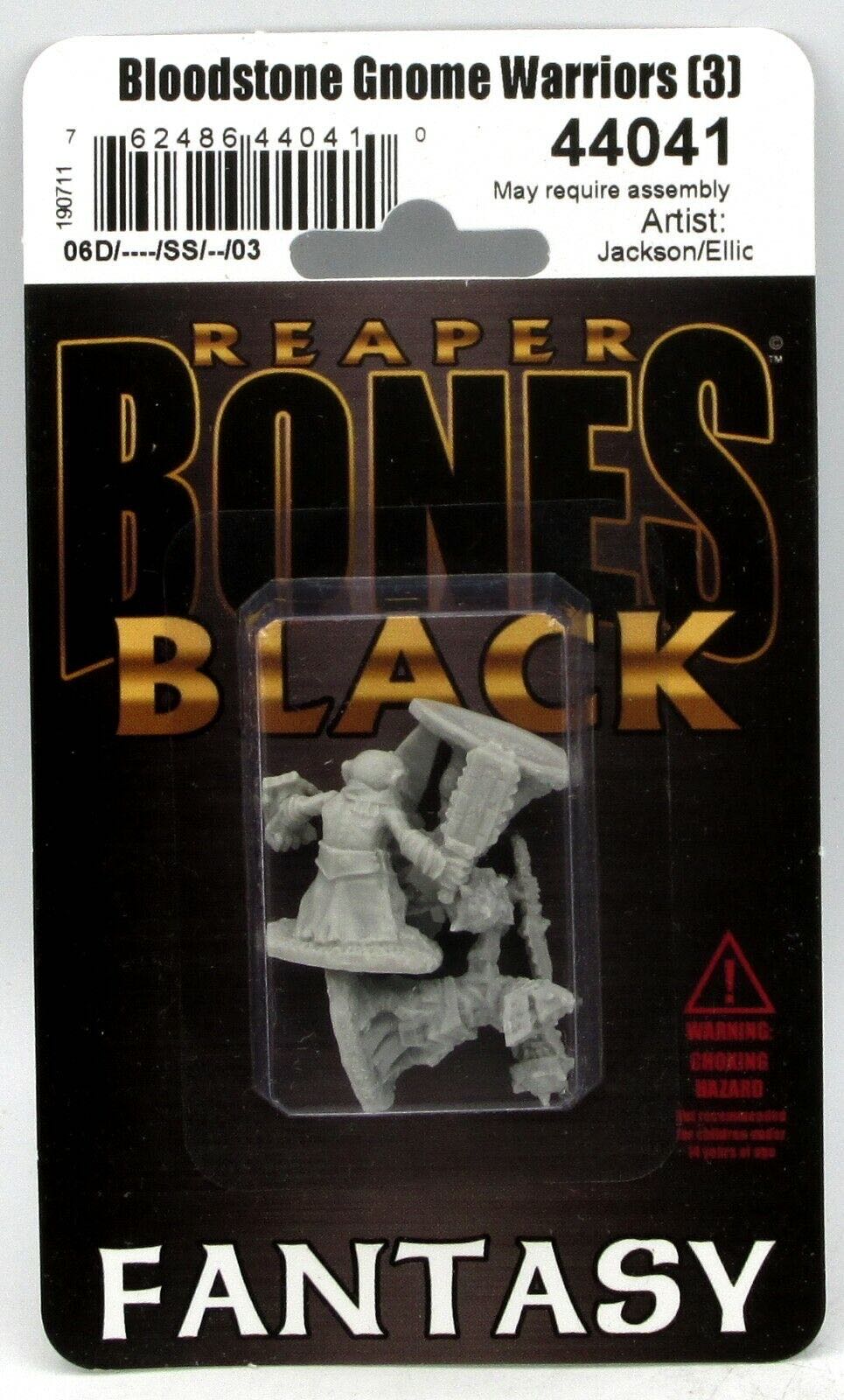 Reaper Miniatures Bones Black Bloodstone Gnome Warriors 3 Black: - Dungeons & Dragons vinyl figure collectible [Barcode 762486440410] - Main Image 2