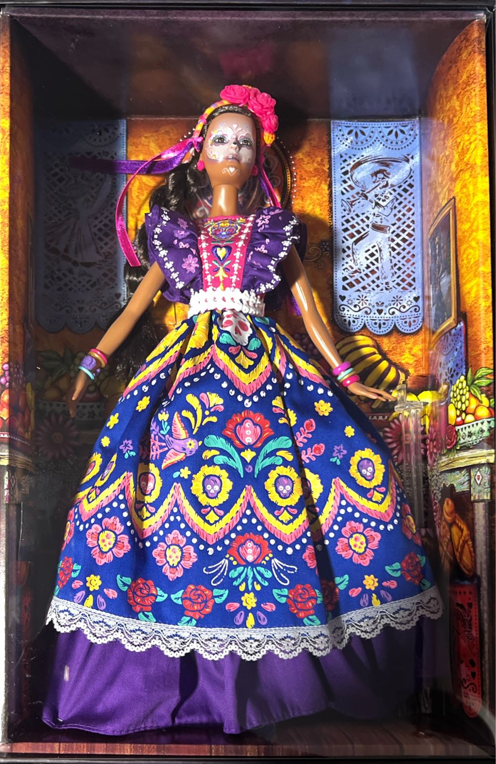 Mattel Barbie & Ken ”dia De Los Muertos Barbie Signature Doll Barbie Día De Muertos Day Of The Dead Doll Calavera Face Hby09 Mint Box New Hby09 New Dia Fashion Collectible Dolls Nib Muertos” Ruffled Brand  vinyl figure collectible [Barcode 194735004881] - Main Image 3