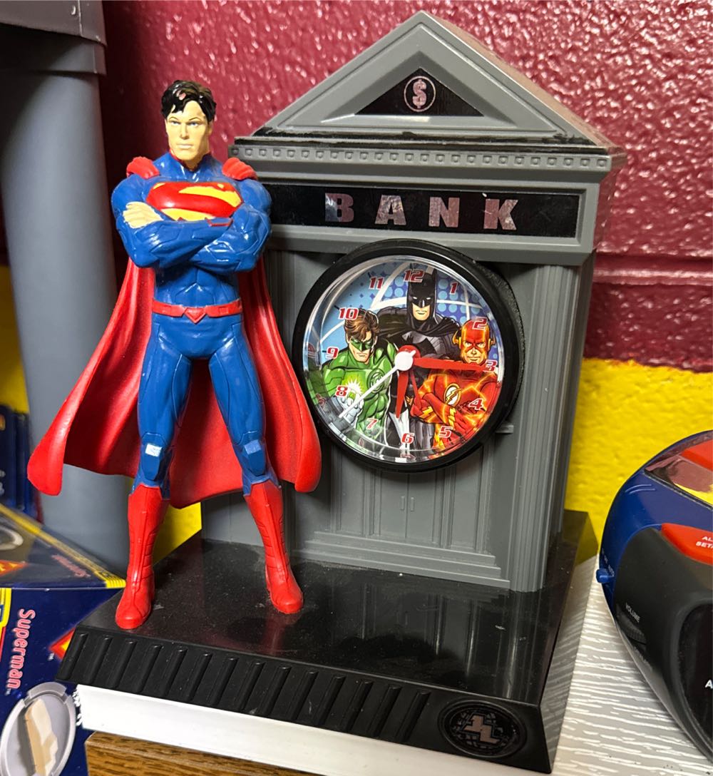 Superman Alarm Clock Coin Bank Limited Edition 8”  vinyl figure collectible - Main Image 2