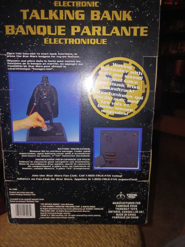 Star Wars Coin Bank Talking Darth Vader 1996 - Star Wars vinyl figure collectible - Main Image 3