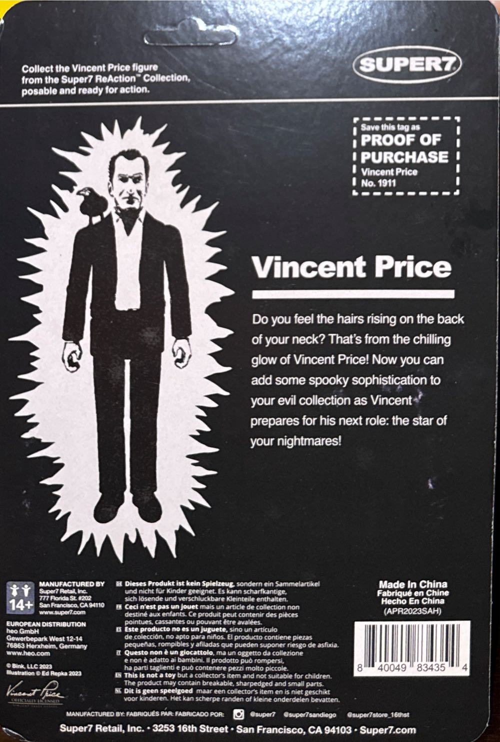 Vincent Price  vinyl figure collectible [Barcode 840049834354] - Main Image 2
