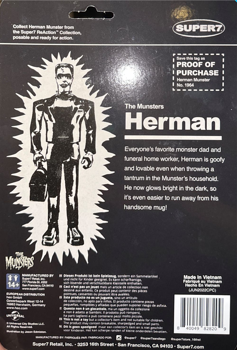 Herman Munster  vinyl figure collectible [Barcode 840049828209] - Main Image 2