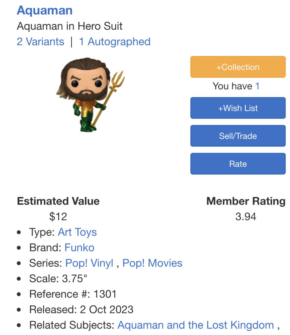 Aquaman And The Lost Kingdom - DC Comics vinyl figure collectible [Barcode 889698675659] - Main Image 4