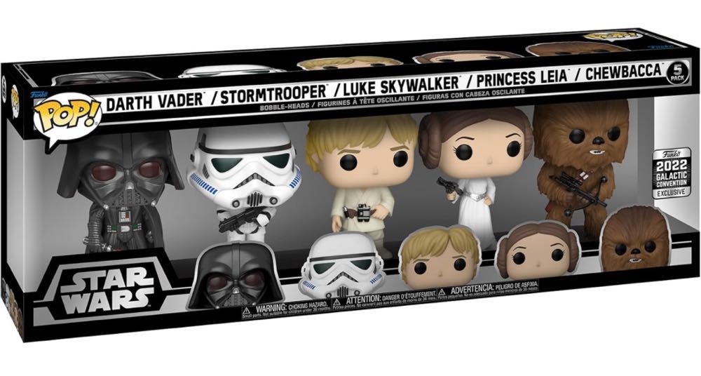 Funko Pop! Vinyl: Star Wars - Darth Vader, Stormtrooper, Luke Skywalker, Princess Leia and Chewbacca - 5 Pack (Shared Galactic Convention, Amazon Exclusive) - Star Wars vinyl figure collectible - Main Image 2