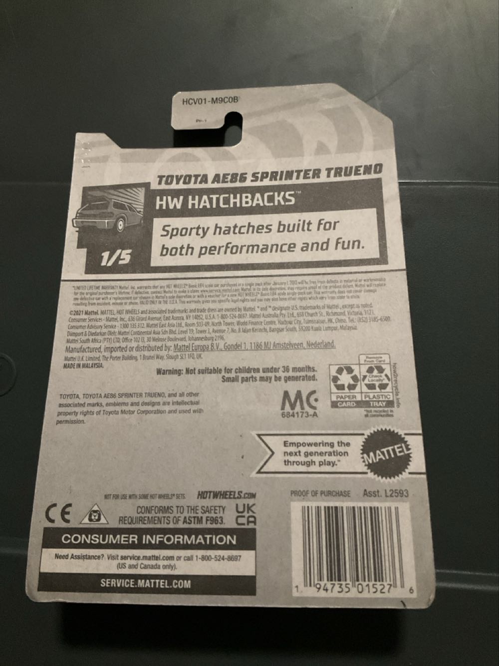 Toyota AE86 Sprinter TruenoHot Wheels Hw Hatchbacks  vinyl figure collectible [Barcode 194735015276] - Main Image 2