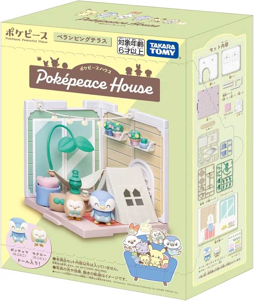 Takara Tomy Pokemon Peaceful Place House Terrace Set (Prinplup & Rowlet) - Pokémon vinyl figure collectible - Main Image 4
