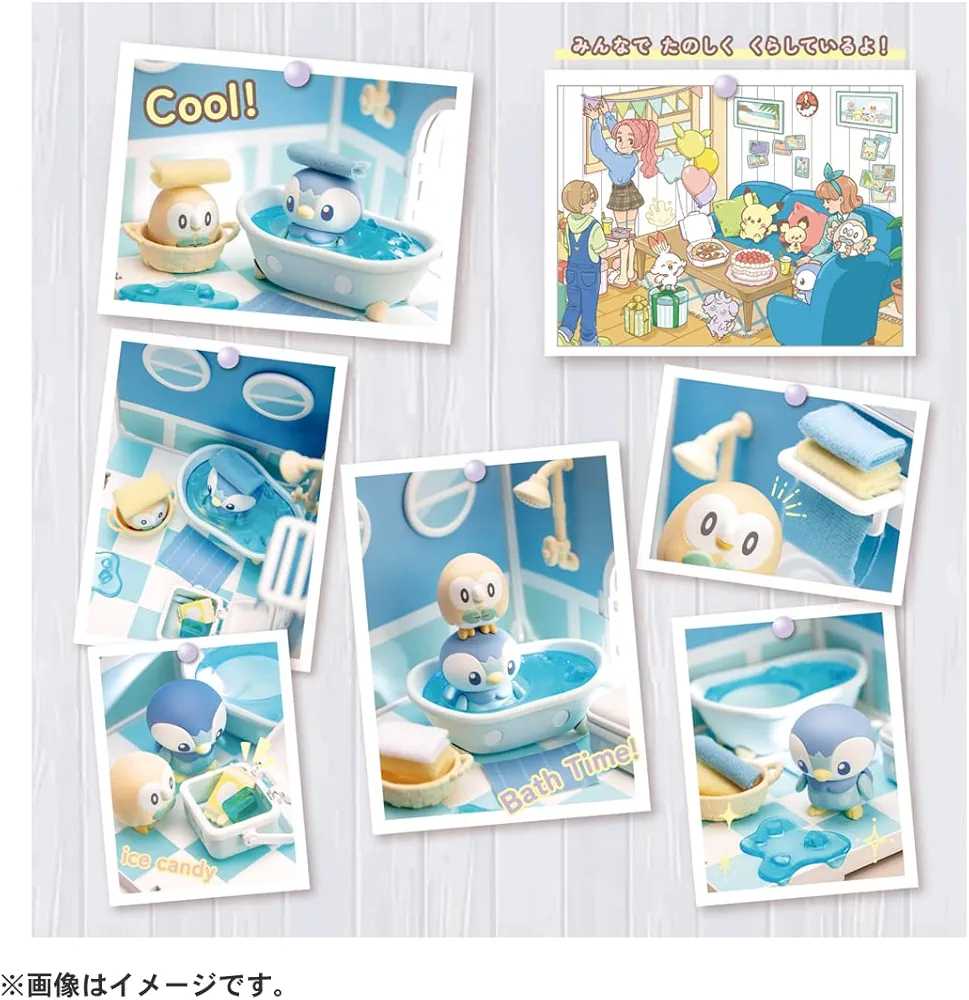 Takara Tomy Pokemon Peaceful Place House Bathroom Set (Prinplup & Rowlet) - Pokémon vinyl figure collectible - Main Image 3