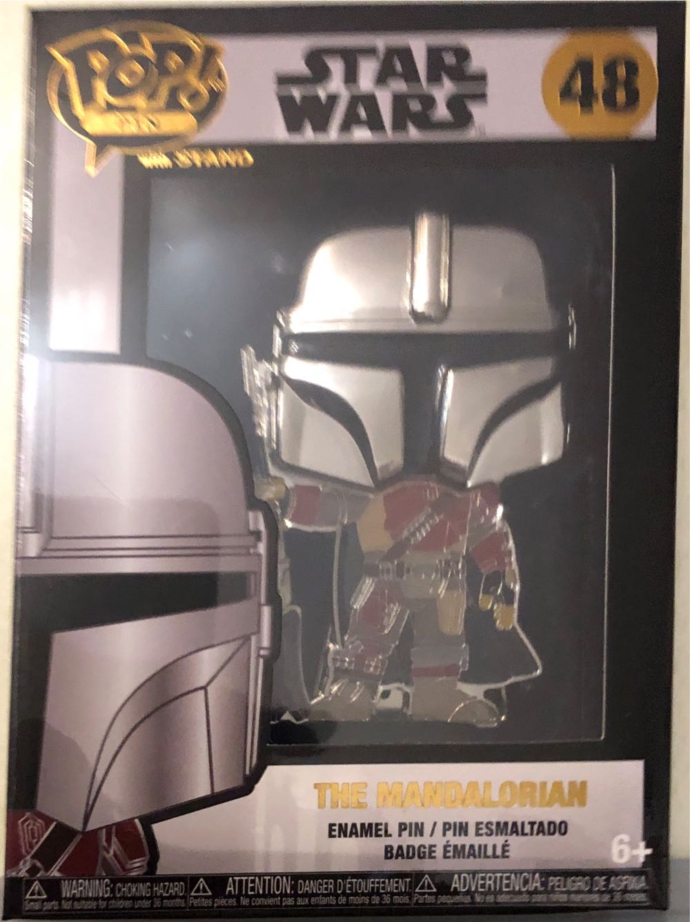 Mandolorian Wars Mando The Star Wars The Mandalorian Enamel Pins Star Wars: Mando Pin Pop! Funko Mandolorian With  vinyl figure collectible [Barcode 671803474000] - Main Image 2