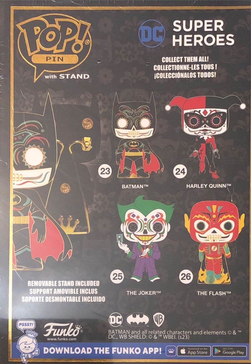 BATMAN WITH STAND,Loungefly Large Enamel Pin Dc Comics Dotd Batman Batman Dc Comics Enamel Pin Glow In The Dark  vinyl figure collectible [Barcode 671803463875] - Main Image 3