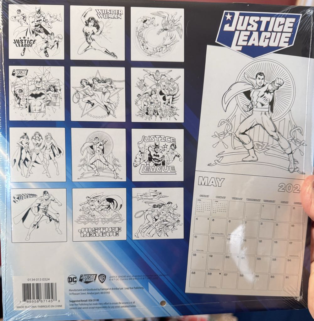 Justice league 2025  16 month coloring wall calendar  vinyl figure collectible - Main Image 2