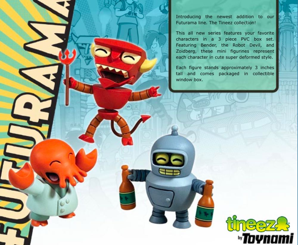 Futurama Tineez Series 1: Bender Zoidberg and Devil Robot Box Set - Futurama vinyl figure collectible - Main Image 3