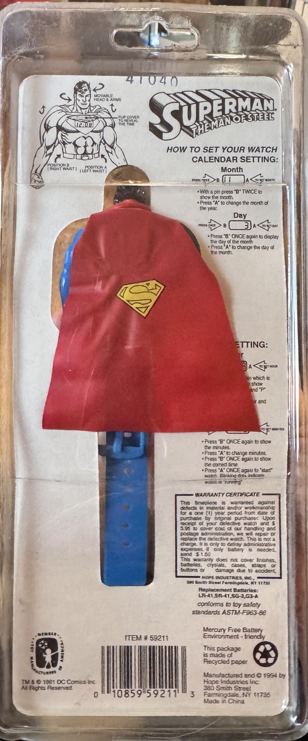 Superman Man Of Steel Watch Vintage Wristwatch Dc  vinyl figure collectible [Barcode 010859592113] - Main Image 2