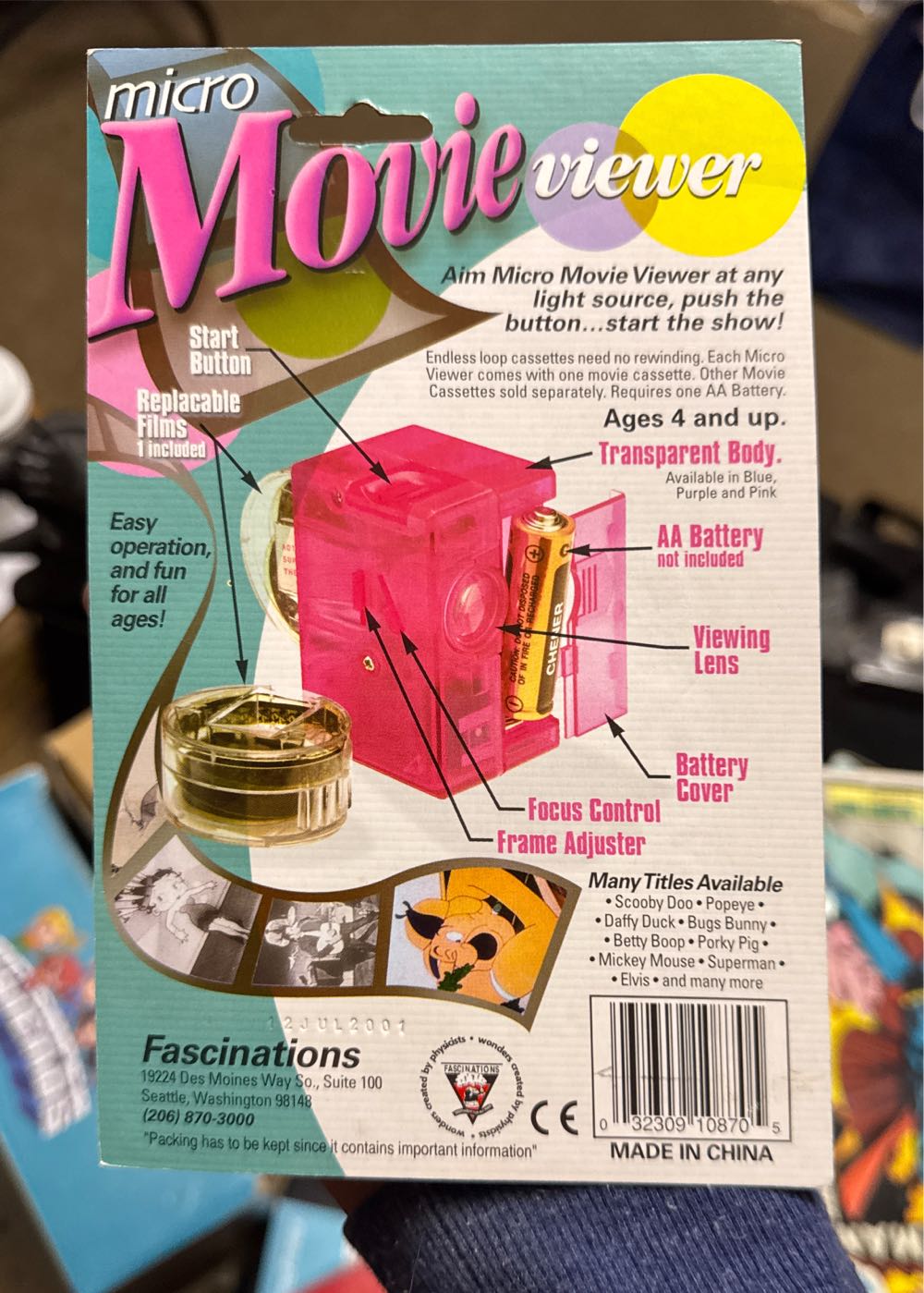 Micro Movie Viewer With Superman Cartoon Film Cartridge New  vinyl figure collectible [Barcode 032309108705] - Main Image 2