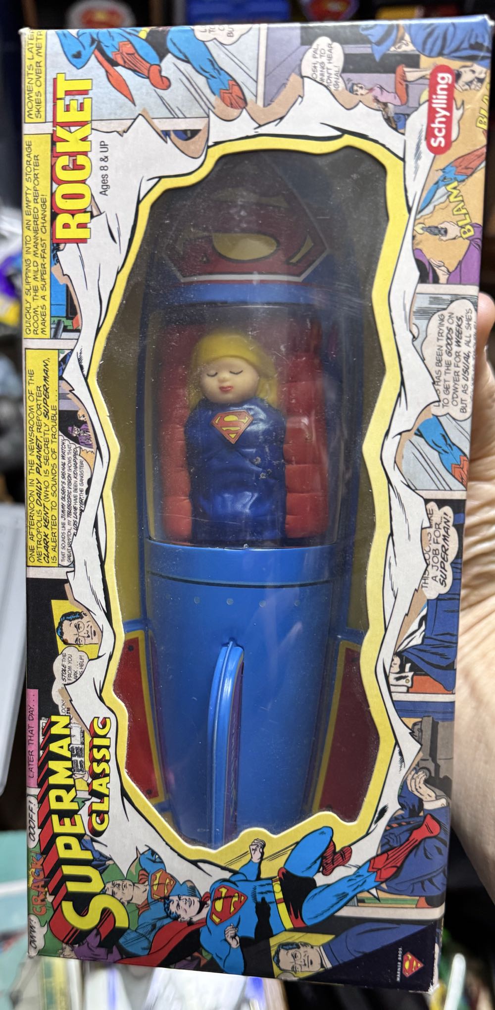 By Schylling Superman Classic Rocket Tin Toy Friction Motor By Nib  vinyl figure collectible [Barcode 019649206490] - Main Image 2