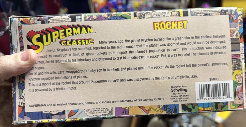 By Schylling Superman Classic Rocket Tin Toy Friction Motor By Nib  vinyl figure collectible [Barcode 019649206490] - Main Image 3