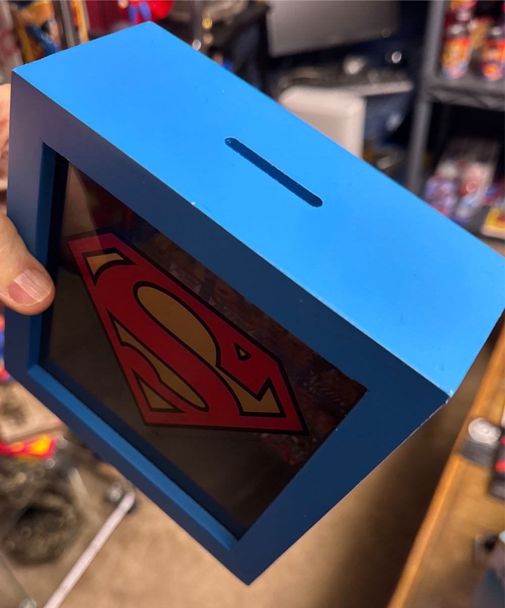 Superman Shadowbox Bank Blue Shadow Box Money  vinyl figure collectible [Barcode 758606507842] - Main Image 2