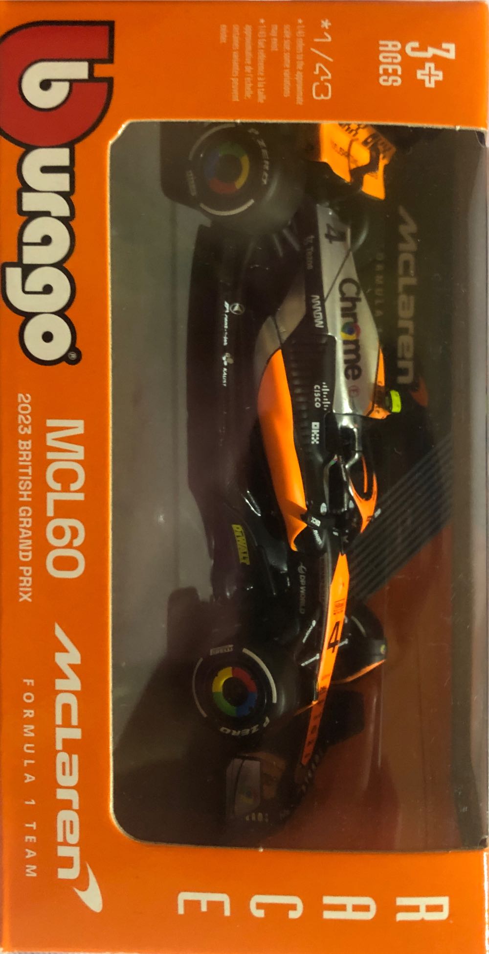 Lando Norris Mclaren Mclaren Mcl60 2023 BRIT GP Lando Norris#4 Realistic Car Model In 1:43 Scale Bburago  vinyl figure collectible [Barcode 4893993016198] - Main Image 2